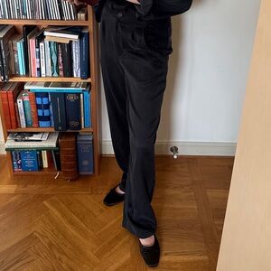 Djerf Avenue Black Cupro Cotton Ash On The Go Pants - Small